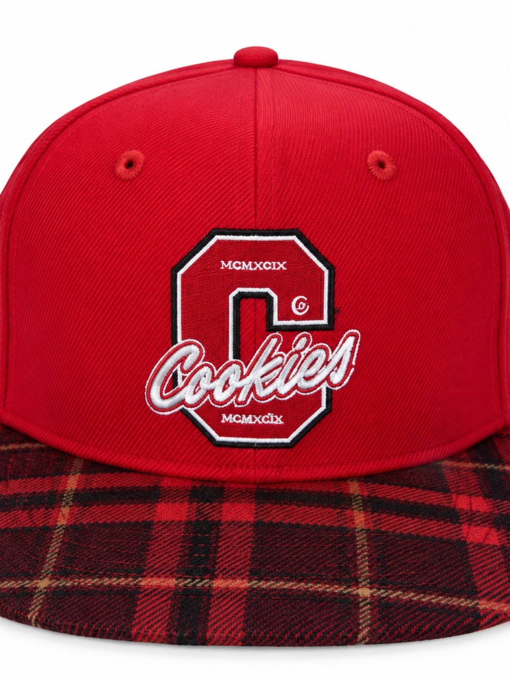Cookies Worldwide Red Plaid Snapback Hat One Size Adjustable Embroidered